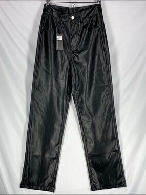 Apperloth A Black Faux Leather Straight Leg Pants Size S NWT